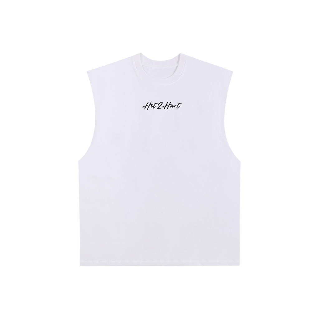 HIT2HURT 'Fearless' Raw Edge Cotton Singlet - HIT2HURT