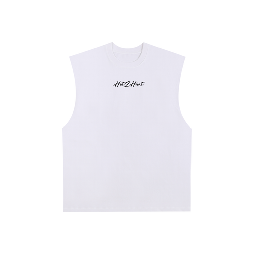 HIT2HURT 'Fearless' Raw Edge Cotton Singlet - HIT2HURT