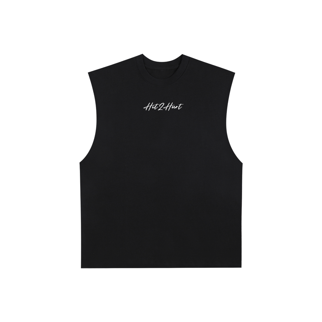 HIT2HURT 'Fearless' Raw Edge Cotton Singlet - HIT2HURT