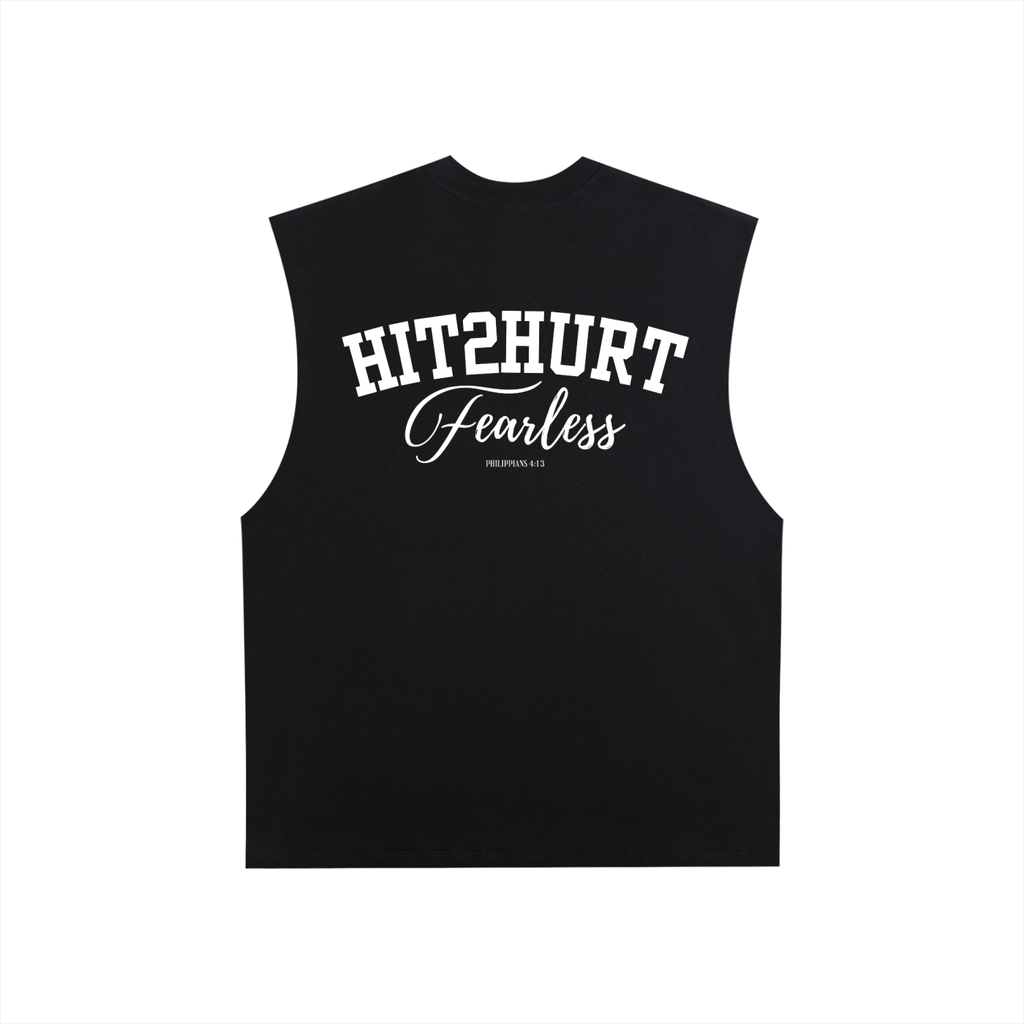 HIT2HURT 'Fearless' Raw Edge Cotton Singlet - HIT2HURT